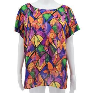Vintage 90s Multicolored Women's Sheer Top L